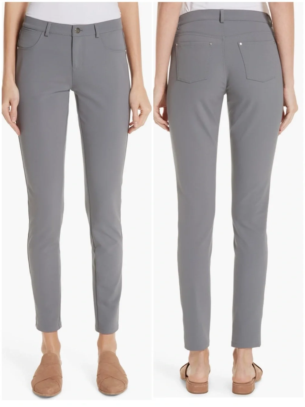 LAFAYETTE 148 New York Women’s Size 12 Gray Mercer Stretch Mid-Rise Skinny Jeans